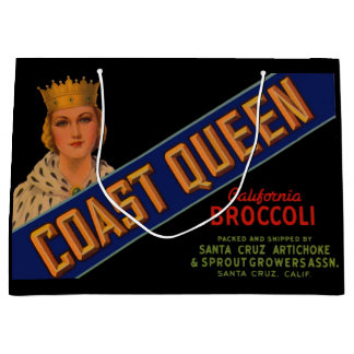  1930s Coast Queen broccoli crate label Large Gift Bag