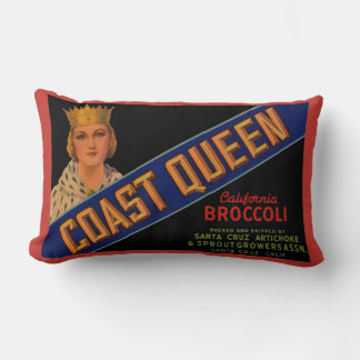 1930s Coast Queen broccoli crate label Lumbar Pillow
