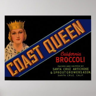 1930s Coast Queen broccoli crate label Poster