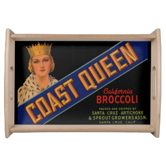 1930s Coast Queen broccoli crate label print Serving Tray