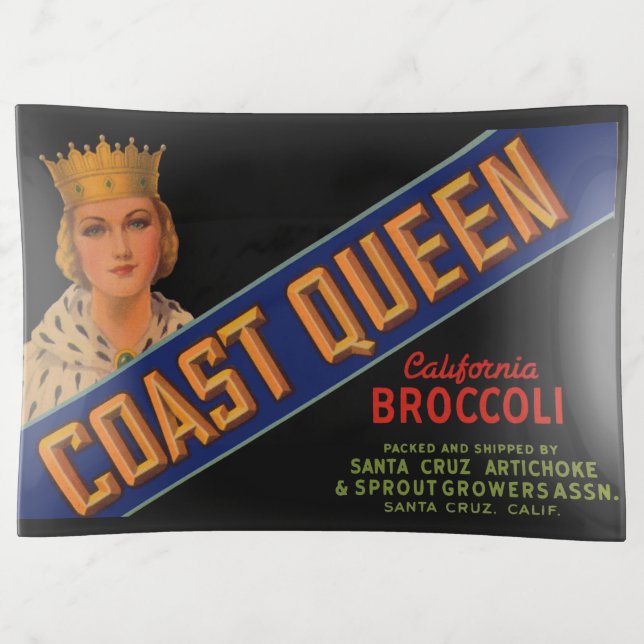  1930s Coast Queen broccoli crate label Trinket Tray (Front)