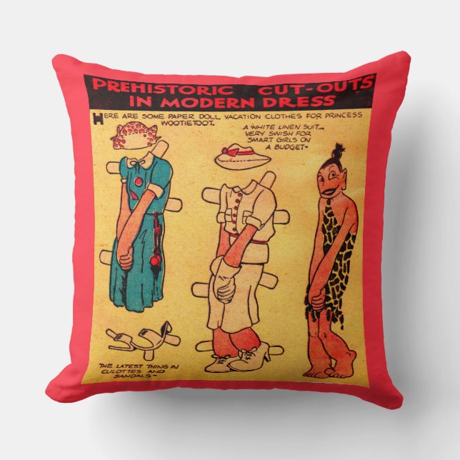 1930s comic strip paper doll Princess Wootietoot Throw Pillow (Front)