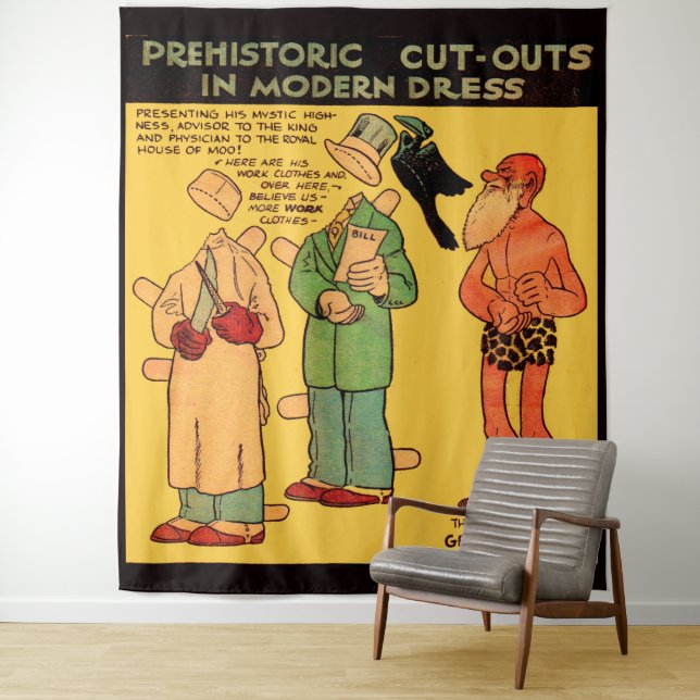1930s comics cave man Grand Wizer Tapestry (In Situ)