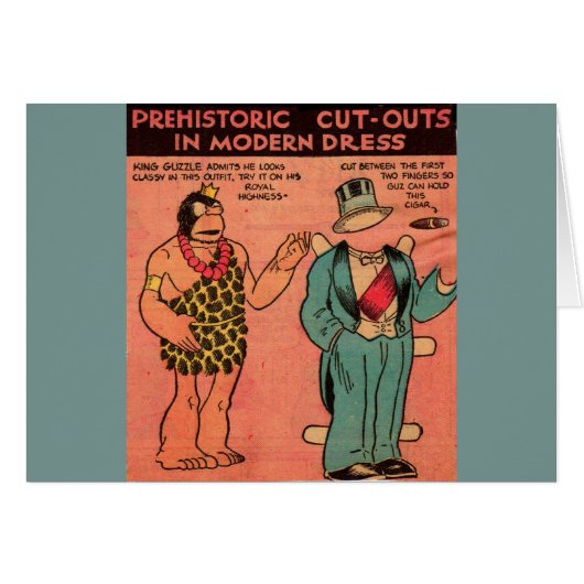 1930s comics cave man paper doll King Guzzle Cards (Front Horizontal)