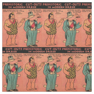 1930s comics cave man paper doll King Guzzle print Fabric