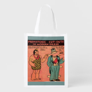 1930s comics cave man paper doll King Guzzle Reusable Grocery Bag