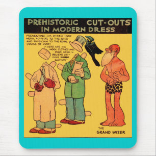 1930s comics paper doll cave man Grand Wizer Mouse Pad