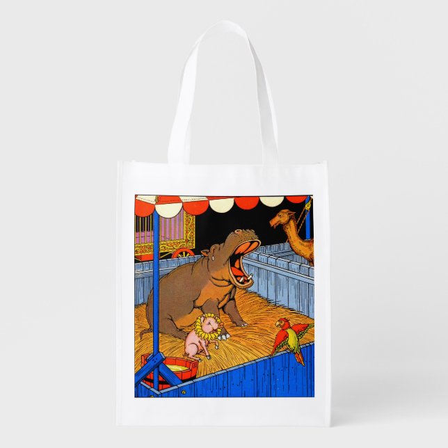 1930s crying hippopotamus and friends grocery bag (Front)
