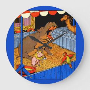 1930s crying hippopotamus and friends large clock
