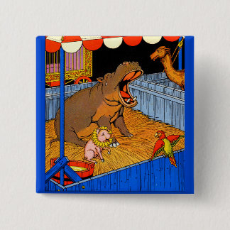 1930s crying hippopotamus and friends pinback button