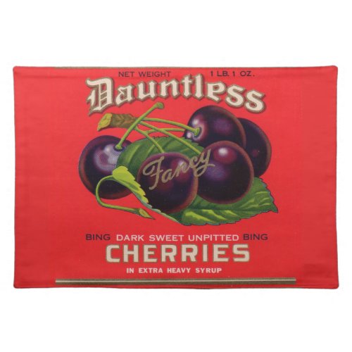 1930s Dauntless Cherries in Heavy Syrup can label Cloth Placemat