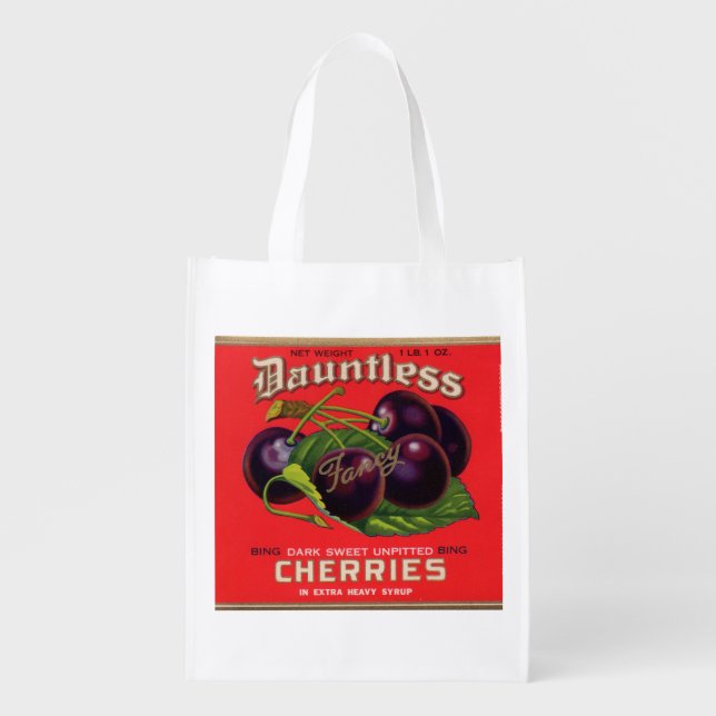 1930s Dauntless Cherries in Heavy Syrup can label Grocery Bag (Front)