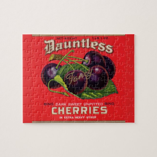 1930s Dauntless Cherries in Heavy Syrup can label Jigsaw Puzzle (Horizontal)