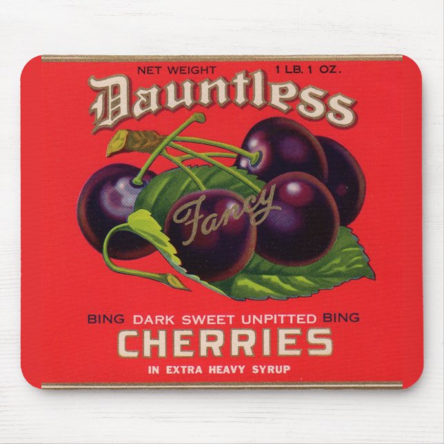 1930s Dauntless Cherries in Heavy Syrup can label Mouse Pad (Front)