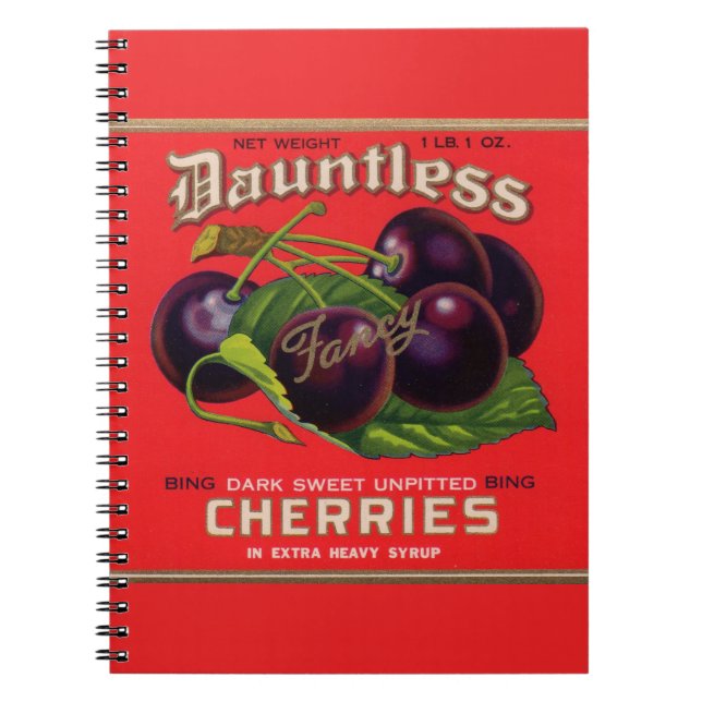 1930s Dauntless Cherries in Heavy Syrup can label Notebook (Front)