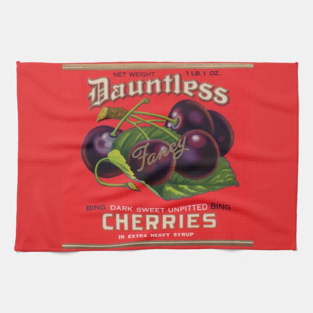 1930s Dauntless Cherries in Heavy Syrup can label Towel (Horizontal)