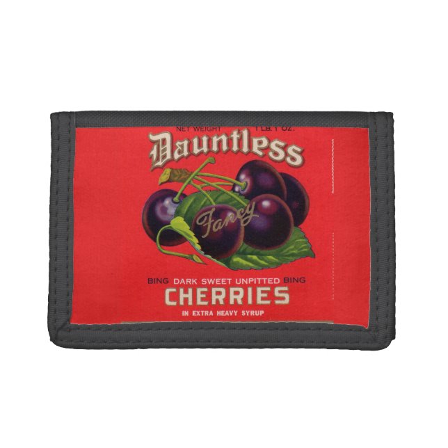 1930s Dauntless Cherries in Heavy Syrup can label Tri-fold Wallet (Front)