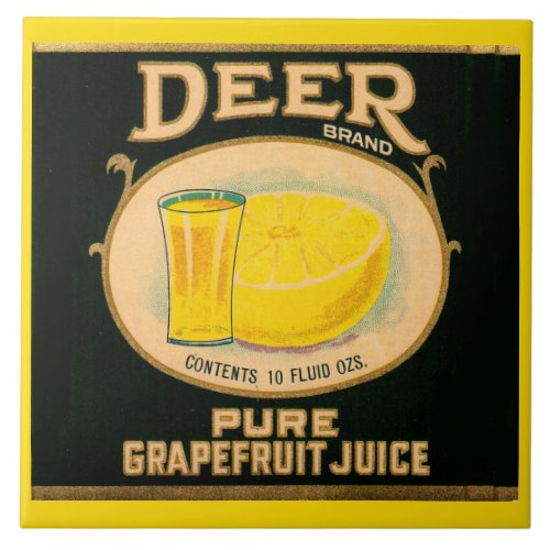 1930s Deer Brand Grapefruit Juice label Ceramic Tile