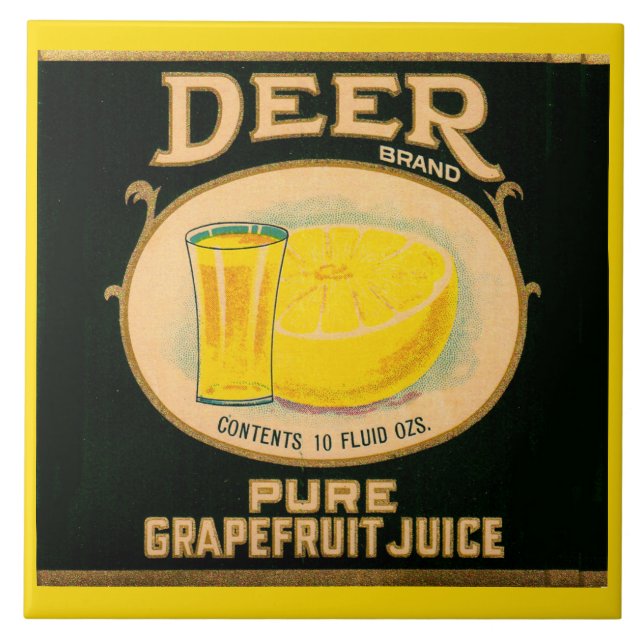 1930s Deer Brand Grapefruit Juice label Ceramic Tile (Front)