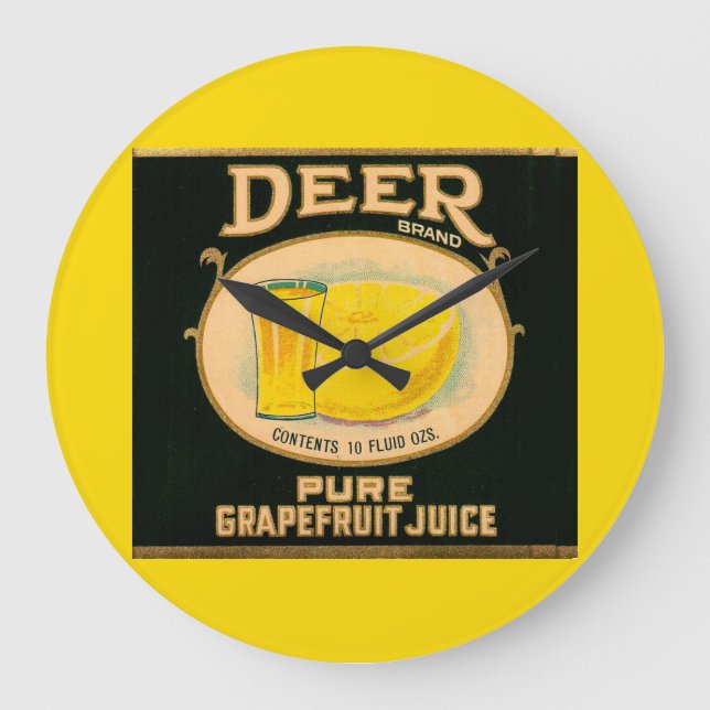1930s Deer Brand Grapefruit Juice label Large Clock (Front)
