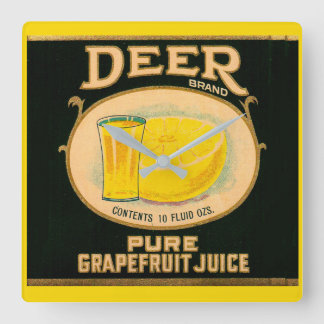 1930s Deer Brand Grapefruit Juice label Square Wall Clock