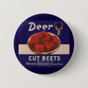 1930s Deer Cut Beets can label Button