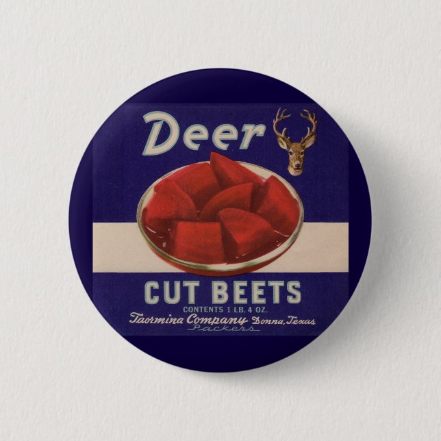 1930s Deer Cut Beets can label Button (Front)