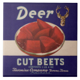1930s Deer Cut Beets can label Ceramic Tile