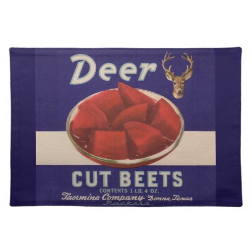 1930s Deer Cut Beets can label Cloth Placemat