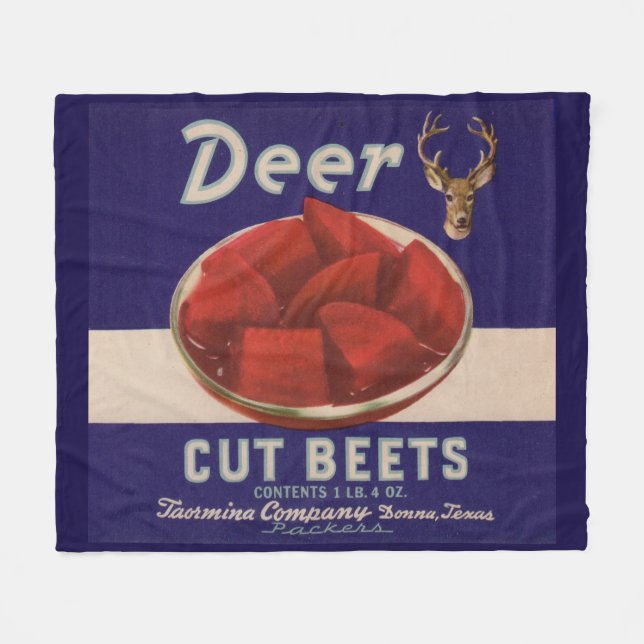 1930s Deer Cut Beets can label Fleece Blanket (Front (Horizontal))