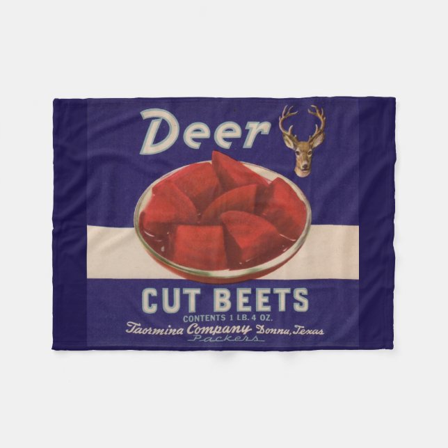 1930s Deer Cut Beets can label Fleece Blanket (Front (Horizontal))