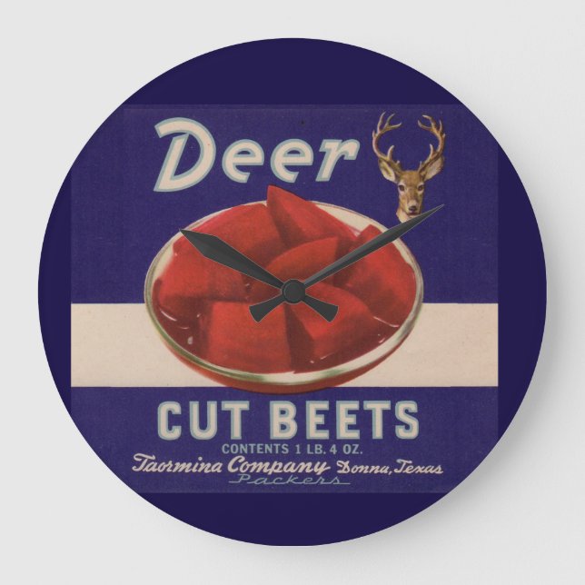 1930s Deer Cut Beets can label Large Clock (Front)