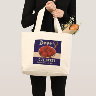 1930s Deer Cut Beets can label Large Tote Bag