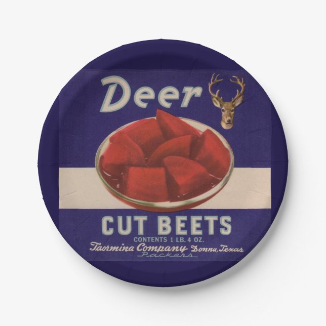 1930s Deer Cut Beets can label Paper Plates (Front)