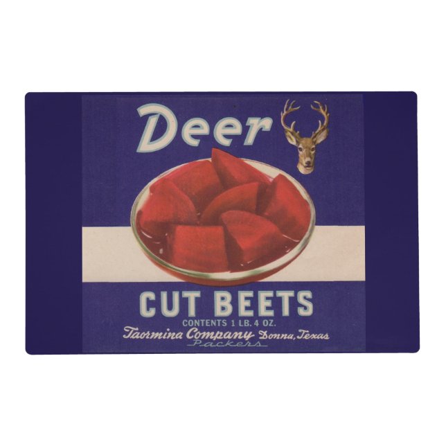 1930s Deer Cut Beets can label Placemat (Front)