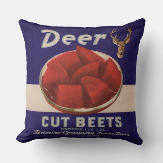 1930s Deer Cut Beets can label Throw Pillow