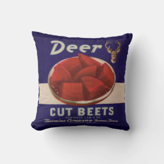 1930s Deer Cut Beets can label Throw Pillow