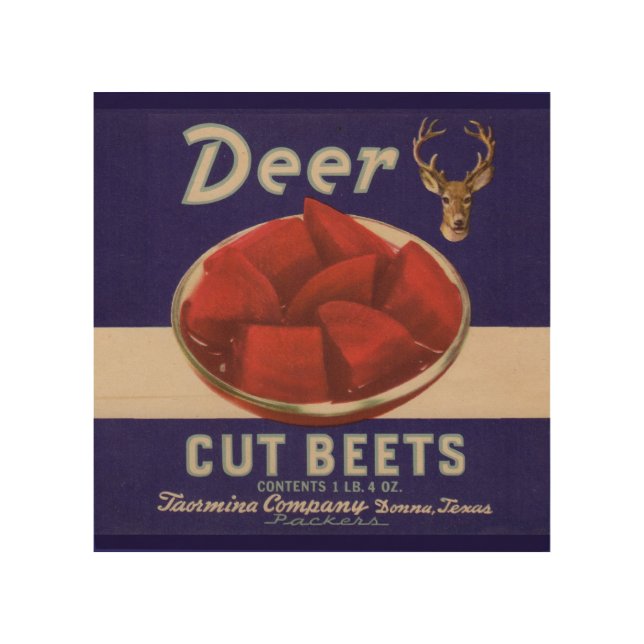 1930s Deer Cut Beets can label Wood Wall Art (Front)