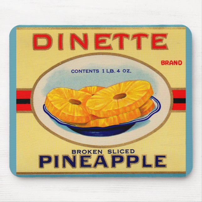 1930s Dinette pineapple brand label Mouse Pad (Front)