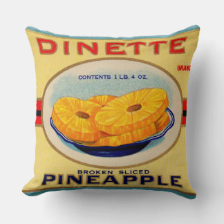 1930s Dinette pineapple brand label Throw Pillow