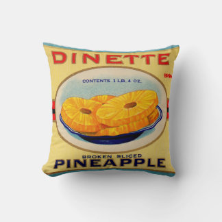 1930s Dinette pineapple brand label Throw Pillow