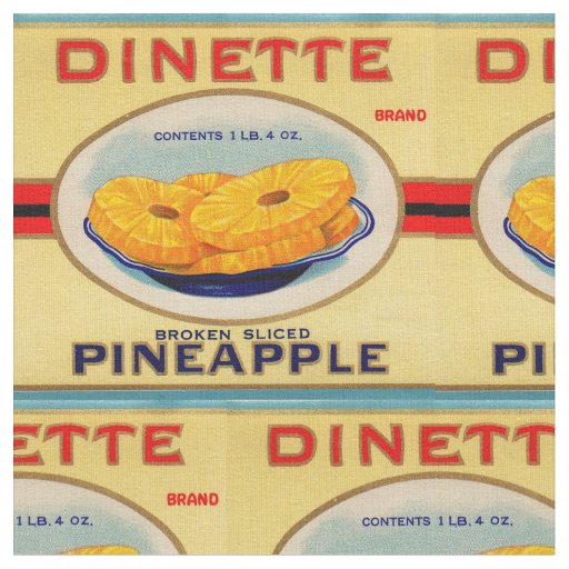 1930s Dinette pineapple label print Fabric