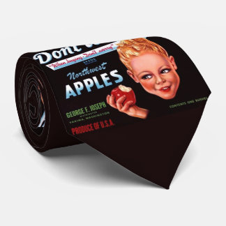 1930s Don’t Worry apples fruit crate label print Neck Tie