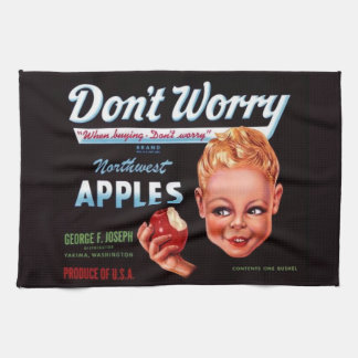 1930s Don’t Worry brand apples fruit crate label Kitchen Towel