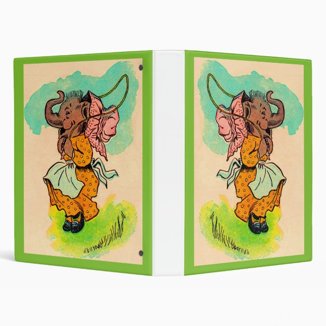 1930s dressed elephant playing jump rope 3 ring binder (Background)