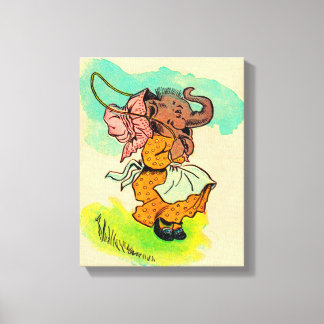 1930s dressed elephant playing jump rope canvas print