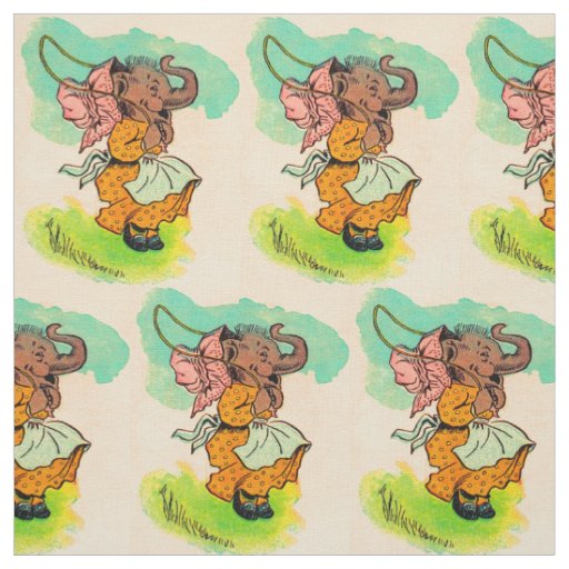 1930s dressed elephant playing jump rope fabric