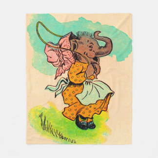 1930s dressed elephant playing jump rope fleece blanket