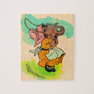 1930s dressed elephant playing jump rope jigsaw puzzle