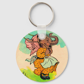 1930s dressed elephant playing jump rope keychain